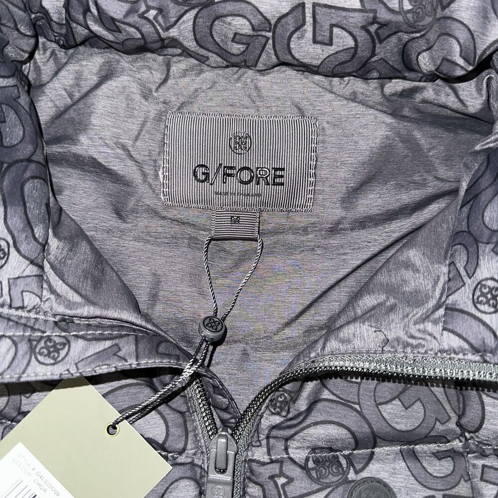 G/FORE Women G's Printed Puffer Golf Vest Removable Hood M NWT Charcoal Gray G4 - Picture 2 of 10